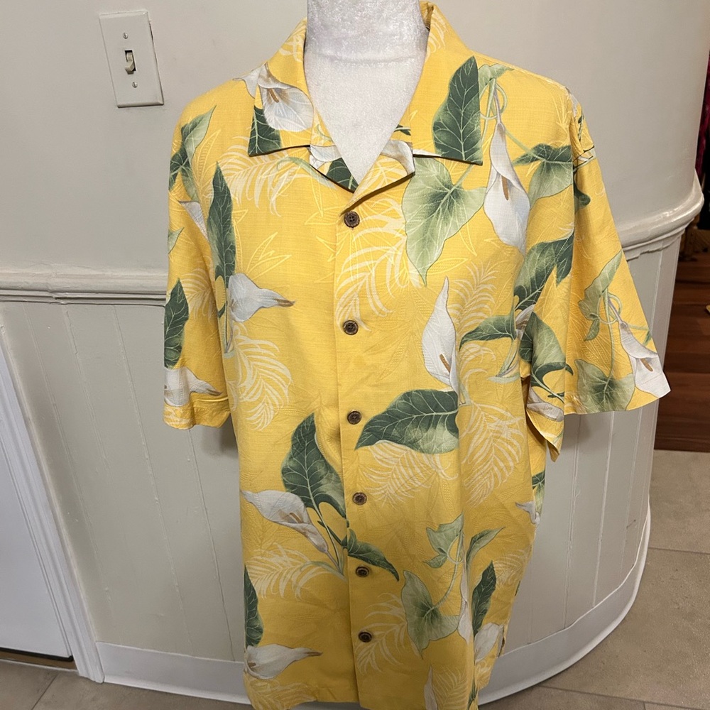 Tommy Bahama 100% Silk Bird Of Paradise Shirt/ Large-EUC